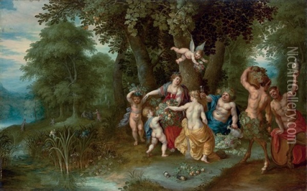 Bacchus, Venus And Ceres, An Allegory Of Autumn Oil Painting - Abraham Govaerts