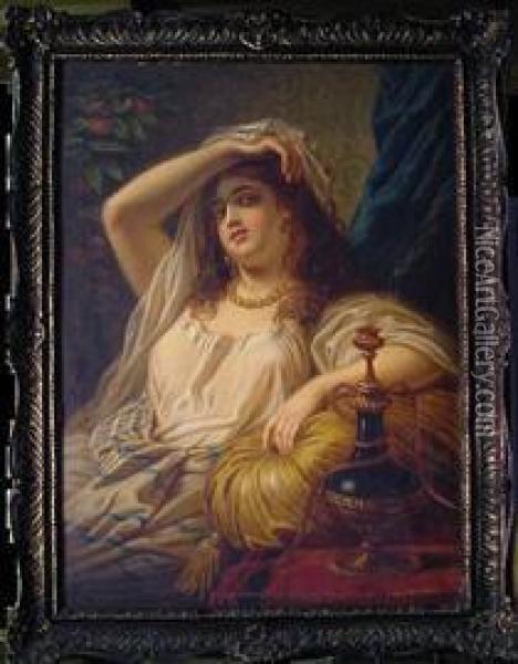 Portrait Of An Arabian Maiden Oil Painting - Marcel Johann Zadorecki