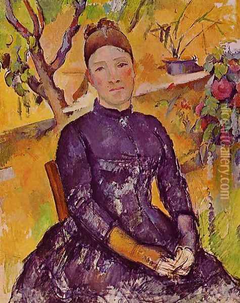 Madame Cezanne In The Conservatory Oil Painting - Paul Cezanne