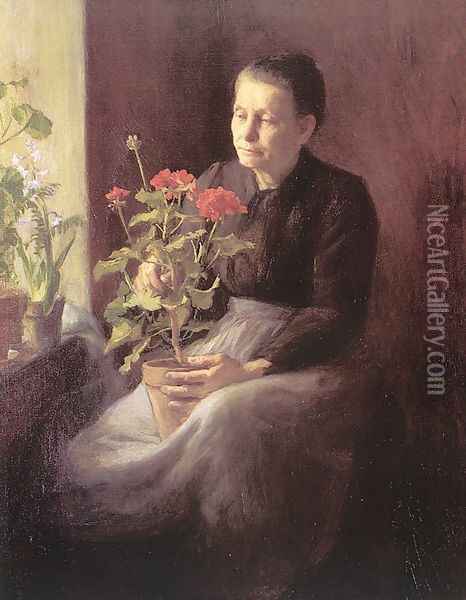 Woman with Geraniums Oil Painting - Lord Caroline A.