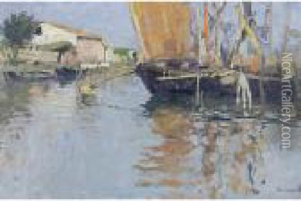 Barca Di Pescatori Oil Painting - Guido Grimani