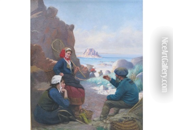 Fisherfolk, Brittany Oil Painting - Paul Philippe