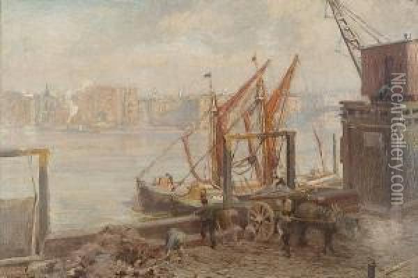 Down The Thames Oil Painting - Henry Samuel Teed