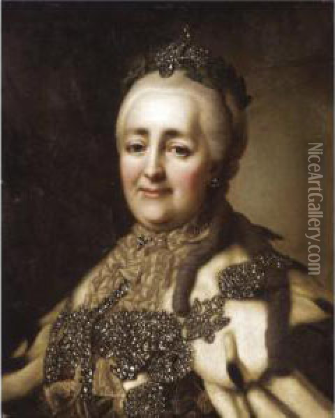 Portrait Of Catherine The Great Oil Painting - Alexander Roslin