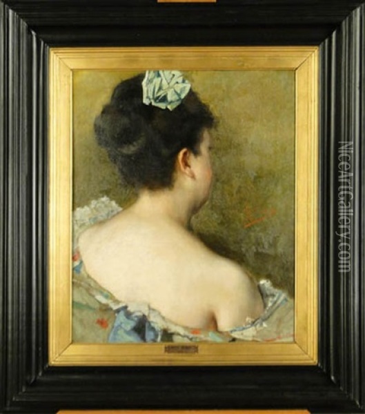 Portrait De Femme Oil Painting - Louis A. Dubois