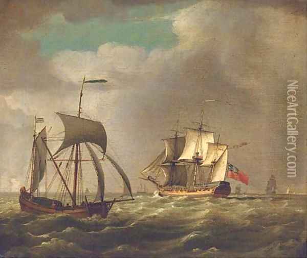 An outward-bound frigate Oil Painting - John Thomas Serres