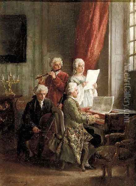 The recital Oil Painting - Leon Marie Dansaert