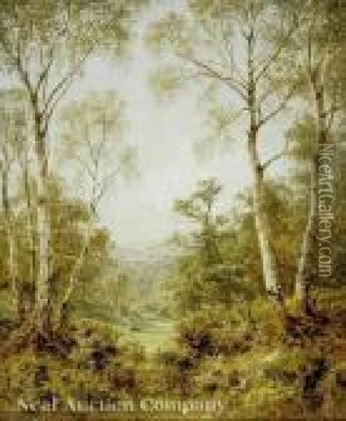 A Woodland Vale, Perhaps In The West Country Or In Wales Oil Painting - Benjamin Williams Leader