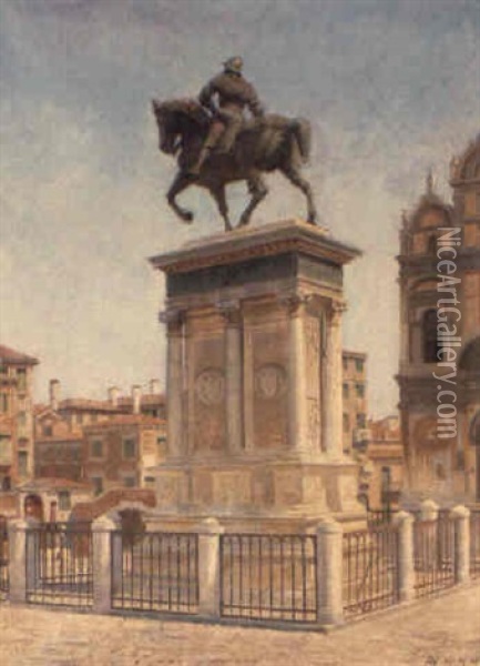 The Colleoni Monument, Venice Oil Painting - Adolf Heinrich Claus Hansen