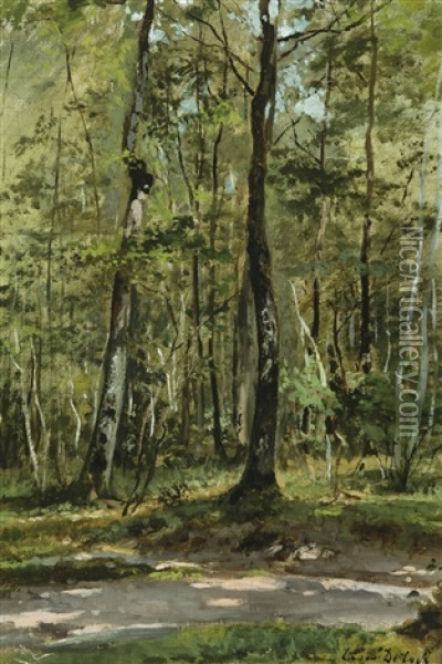 Forest View (ca. 1870) Oil Painting - Cesar De Cock