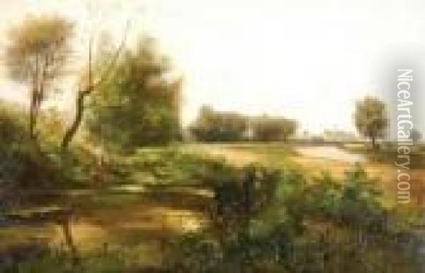 Langley On Thames Oil Painting - Herbert Hughes Stanton