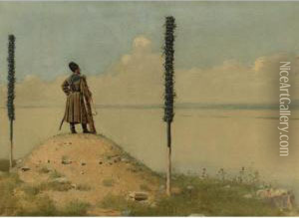 Cossack Picket On The Danube Oil Painting - Vasili Vasilyevich Vereshchagin