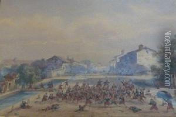 Bataille De Marignan Oil Painting - Gaspard Gobaut