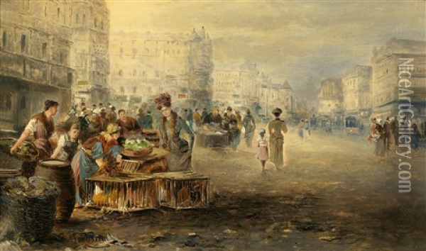 Ein Geflugelmarkt Oil Painting - Emil Barbarini