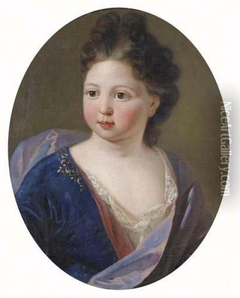Portrait Of A Young Woman. Oil Painting - Nicolas de Largillierre