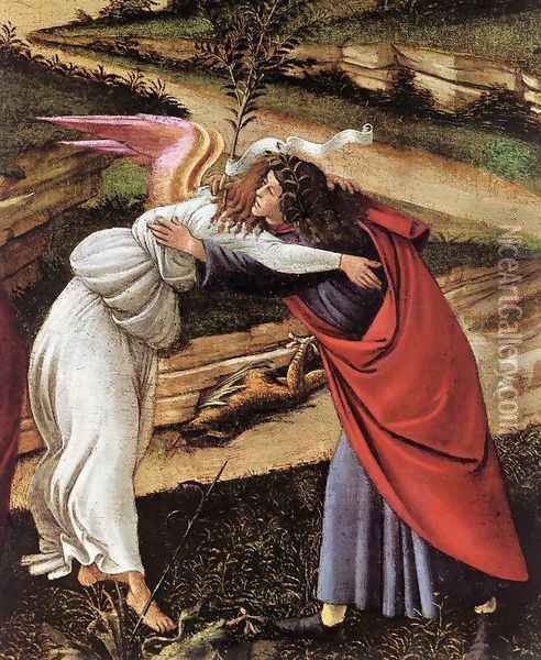 The Mystical Nativity (detail 1) c. 1500 Oil Painting - Sandro Botticelli