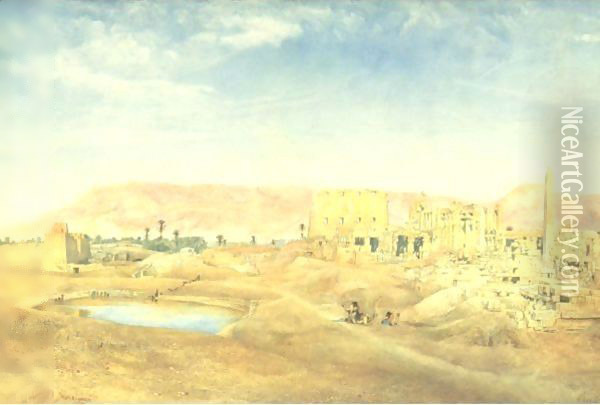 View At Karnak Oil Painting - Henry Roderick Newman