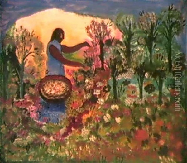 La Cueilleuse De Fleurs Oil Painting - Hector Hyppolite