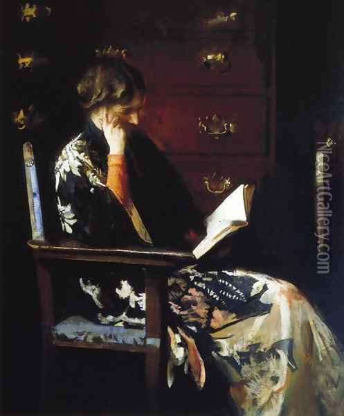 Mary Reading Oil Painting - Edmund Charles Tarbell
