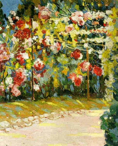 A Path Overhung With Flowers Oil Painting - Alexandre Altmann