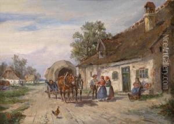 Resting On The Country Road Oil Painting - Ludwig Muller-Cornelius