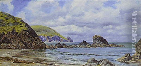 Forest Creek, Newport Sandbanks, Pembrokeshire Coast Oil Painting - John Brett