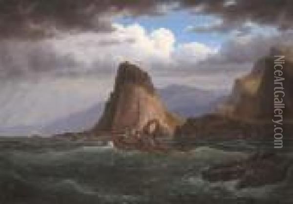 Shipwreck Off Coast Oil Painting - Eugene von Guerard