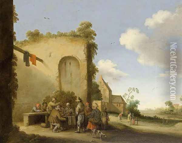 Village Street 1639 Oil Painting - Joost Cornelisz. Droochsloot