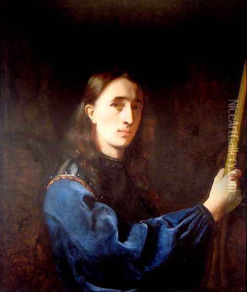 Self-Portrait in a Blue Coat with Cuirass Oil Painting - Johann Ulrich Mayr