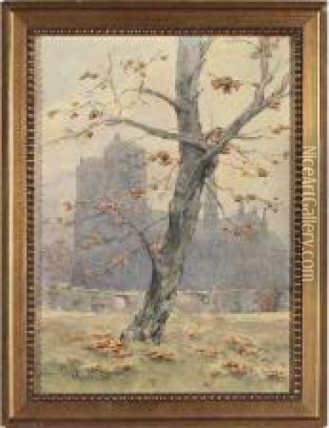 Notre Dame De Paris En Automne A Oil Painting - Gustave Achille Guillaumet