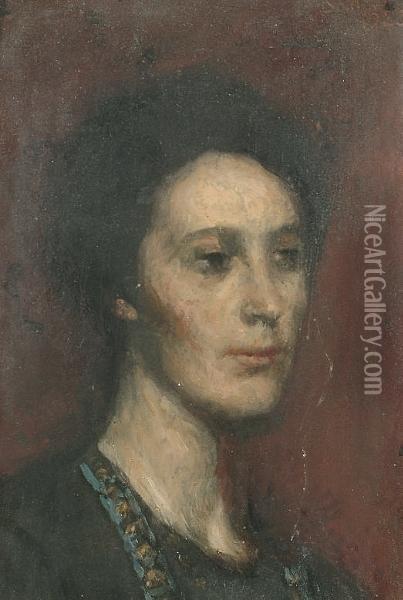 Head Study Of A Woman Oil Painting - Charles Gogin