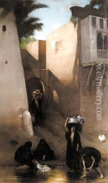 Femmes Fellahs Au Lavoir, Caire Oil Painting - Bonnat Leon