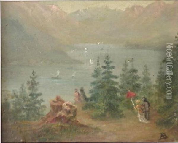 Landscape With River Oil Painting - Albert Bierstadt