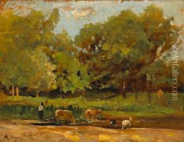 At The River's Edge Oil Painting - Jean Baptiste Antoine Guillemet