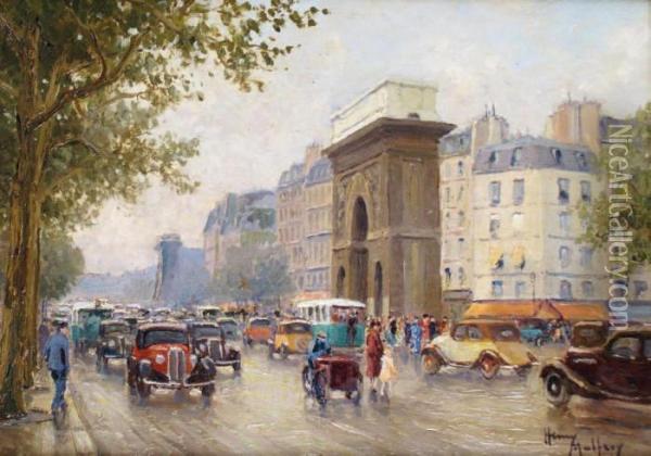 Paris, 
Les Grands Boulevards Oil Painting - Henri Malfroy