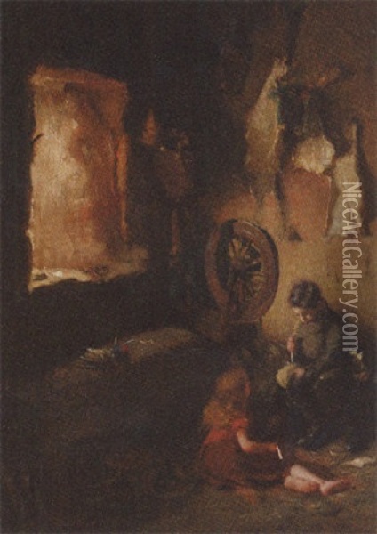 Interior Of A Cottage, Iona Oil Painting - Patrick William Adam