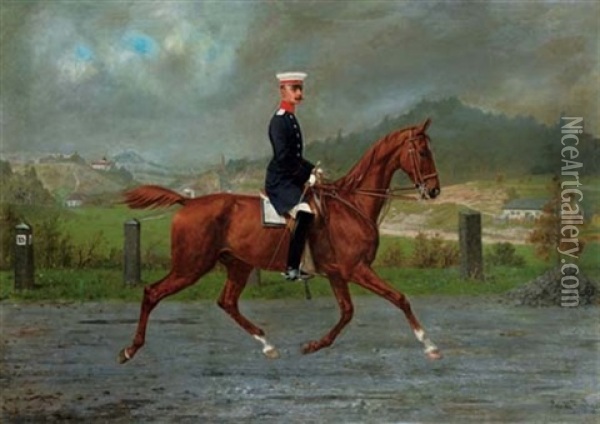 Friedrich Leopold, Prince Of Prussia, On Horseback Oil Painting - Konrad Freyberg