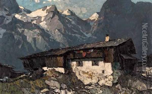 Hof Im Hochgebirge Oil Painting - Oskar Mulley