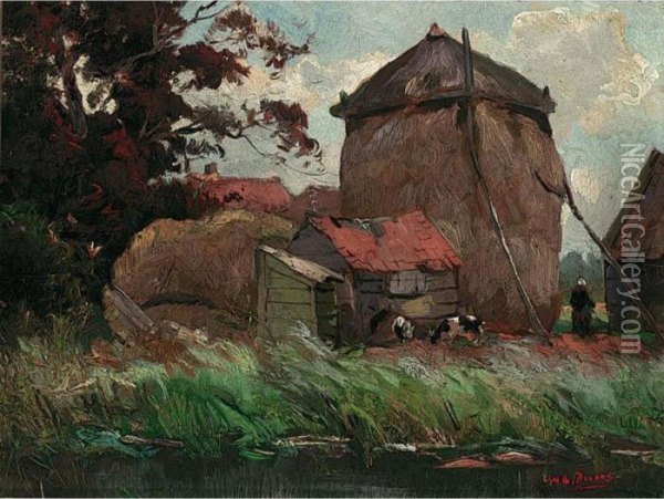 A Landscape With A Hayshed Oil Painting - Willem de Zwart