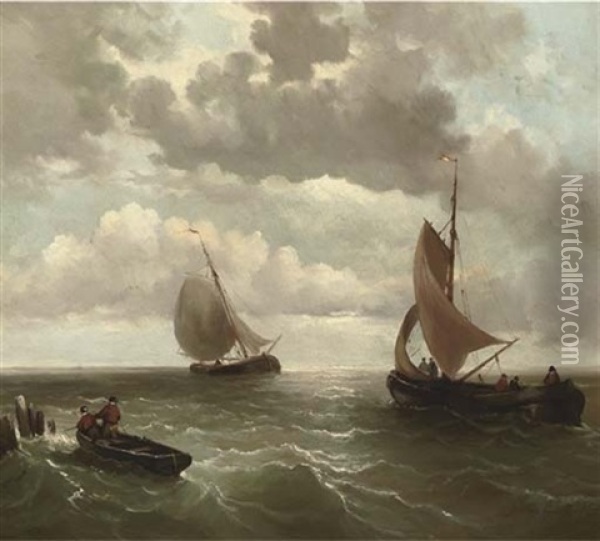 Setting Out To Sea Oil Painting - Jacob Willem Gruyter