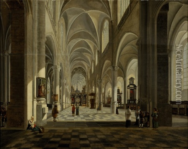 Church-interior Oil Painting - Josephus Christianus Nicolie