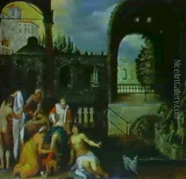 David Und Bathseba In Einem Schlosspark Der Renaissance Oil Painting -  Pozzoserrato