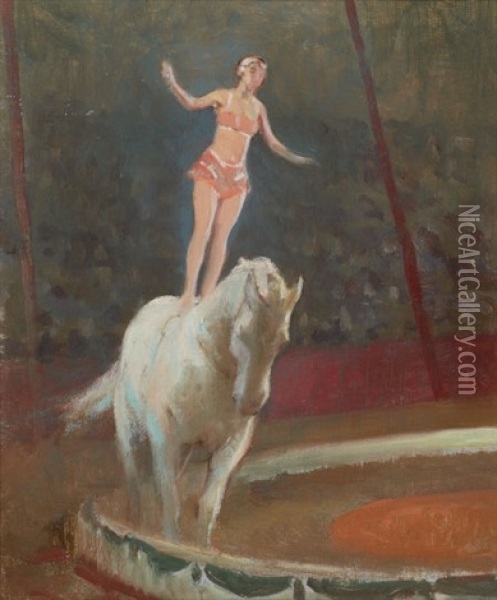 Trick Rider (sketch) Oil Painting - Victor Coleman Anderson