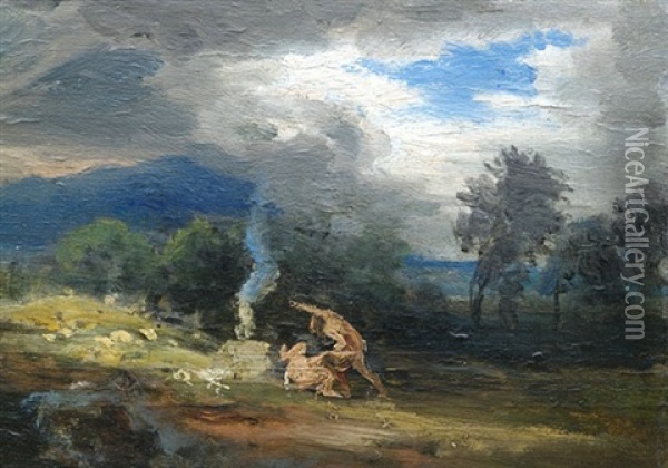 Kain Erschlagt Abel Oil Painting - Johann Wilhelm Schirmer