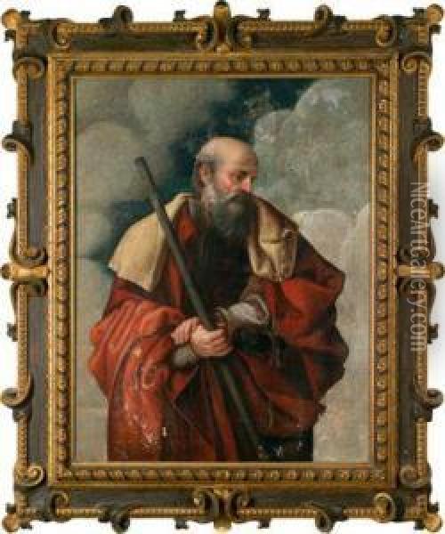 Heiligen Mit Einem Stab; Ritratto Di Santo Con Un Bastone Oil Painting - Lorenzo Lotto