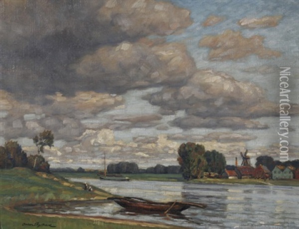Fahre Bei Culemborg, Holland Oil Painting - Anton (Johann A.) Engelhard