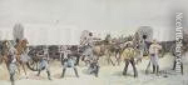 Attack On The Supply Train Oil Painting - Frederic Remington