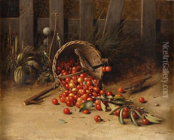 Die Kirschdiebe. Oil Painting - Hans Heinrich Jurgen Brandes