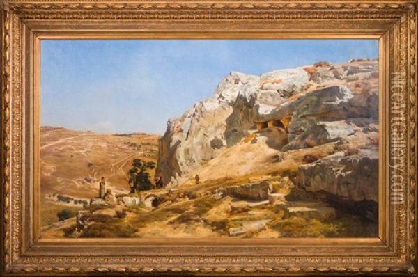 Alte Felsengraber Am Oelberge, Jerusalem Oil Painting - Carl Cowen Schirm