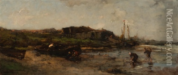 A Shipyard On The River Oil Painting - Jacob Henricus Maris